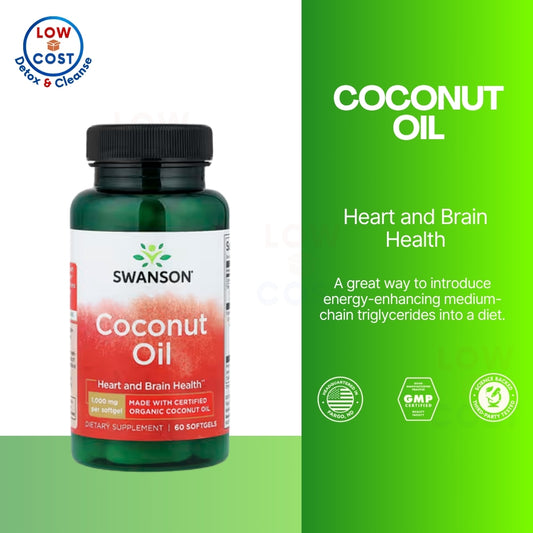 LowCostPH | Swanson, Coconut Oil, 1,000 mg, 60 Softgels Heart and Brain Health