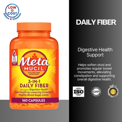 LowCostPh | Metamucil Daily Fiber Supplement, 160 Capsules, Digestive Health Support