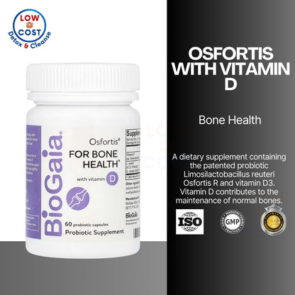 LowCostPh | BioGaia, Osfortis with Vitamin D, 60 Probiotic Capsules, For Bone & immune Health
