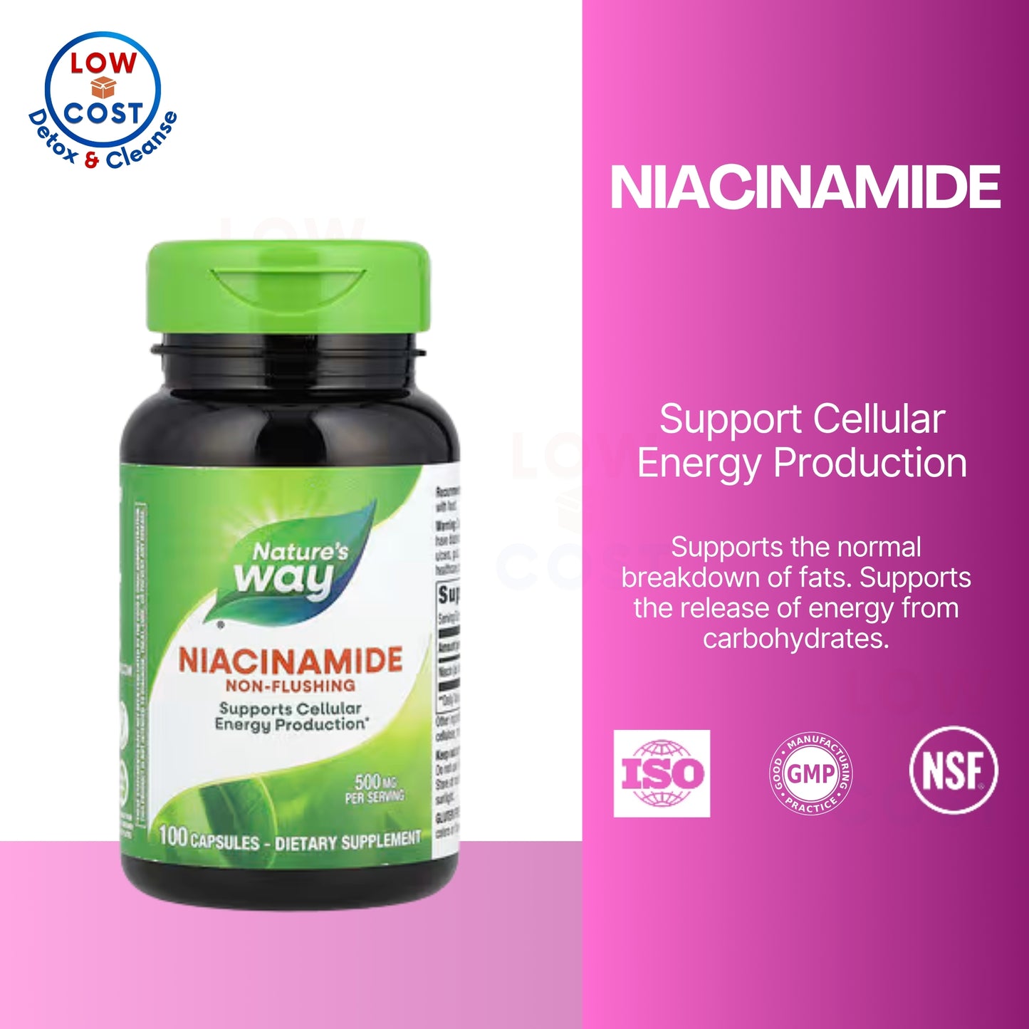 LowCostPH | Nature's Way, Niacinamide ( Boosts Cellular Energy & Supports Skin Health )