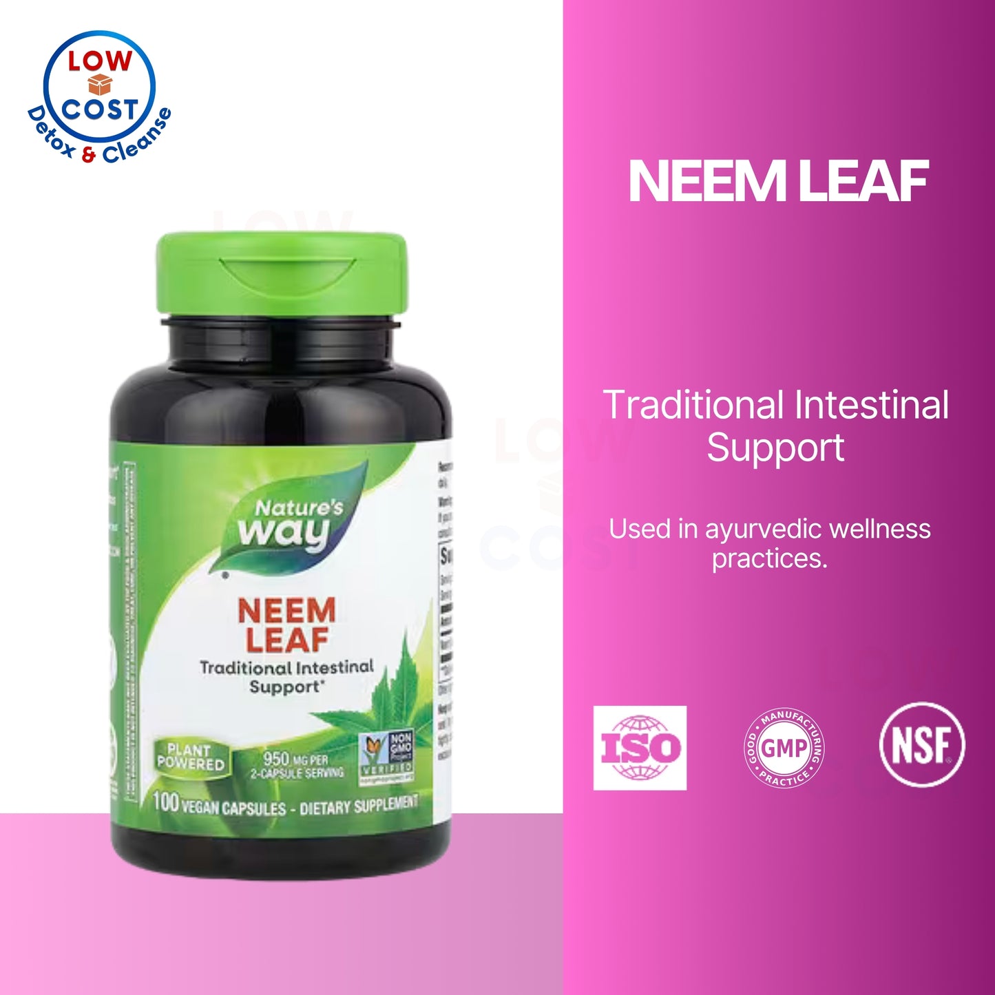 LowCostPH | Nature's Way, Neem Leaf ( Anti-Inflammatory Support & Immune System Health )