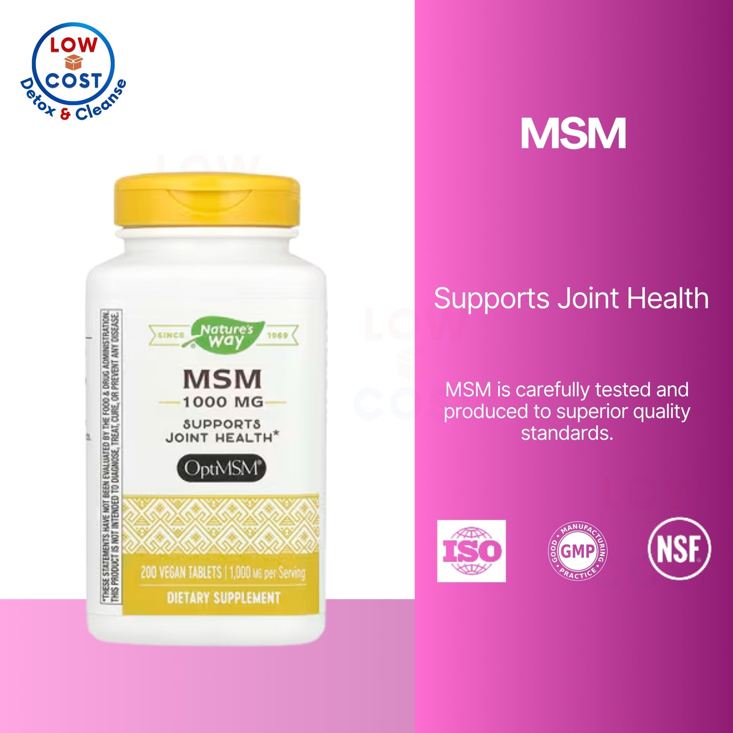LowCostPH | Nature's Way, MSM, 1,000 mg, Joint Health Support May 2025 Expiry