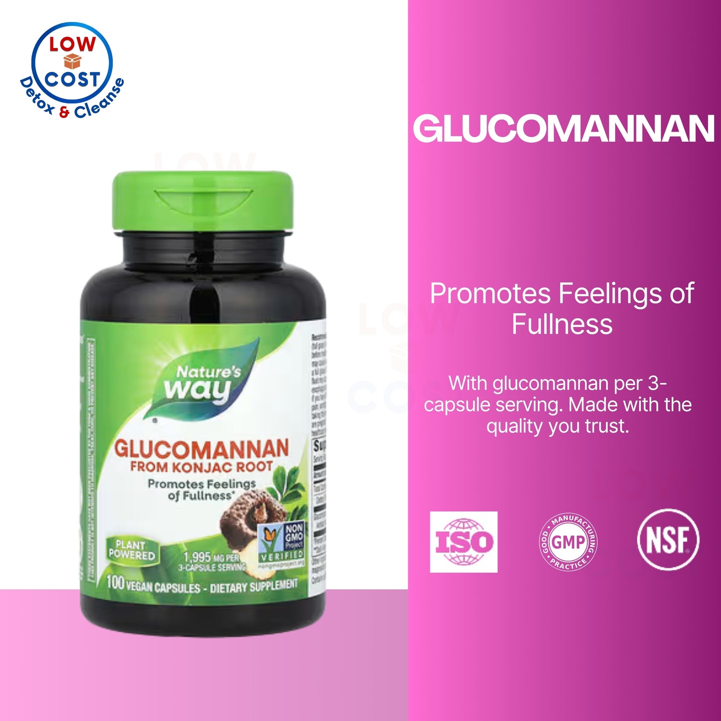 LowCostPH | Nature's Way, Glucomannan from Konjac Root, 1,995 mg, 100 Vegan Capsules