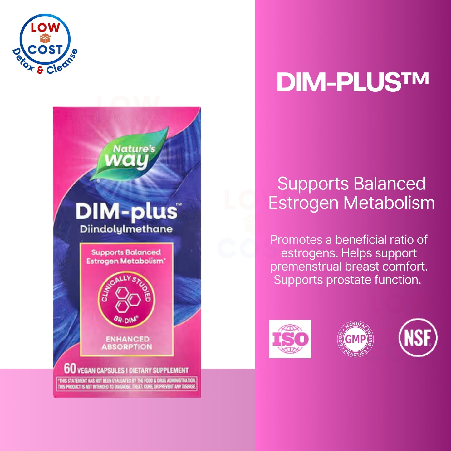 LowCostPH | Nature's Way, DIM-plus, Estrogen Metabolism, Veg Cap, Source Naturals, DIM, 200mg, 100mg