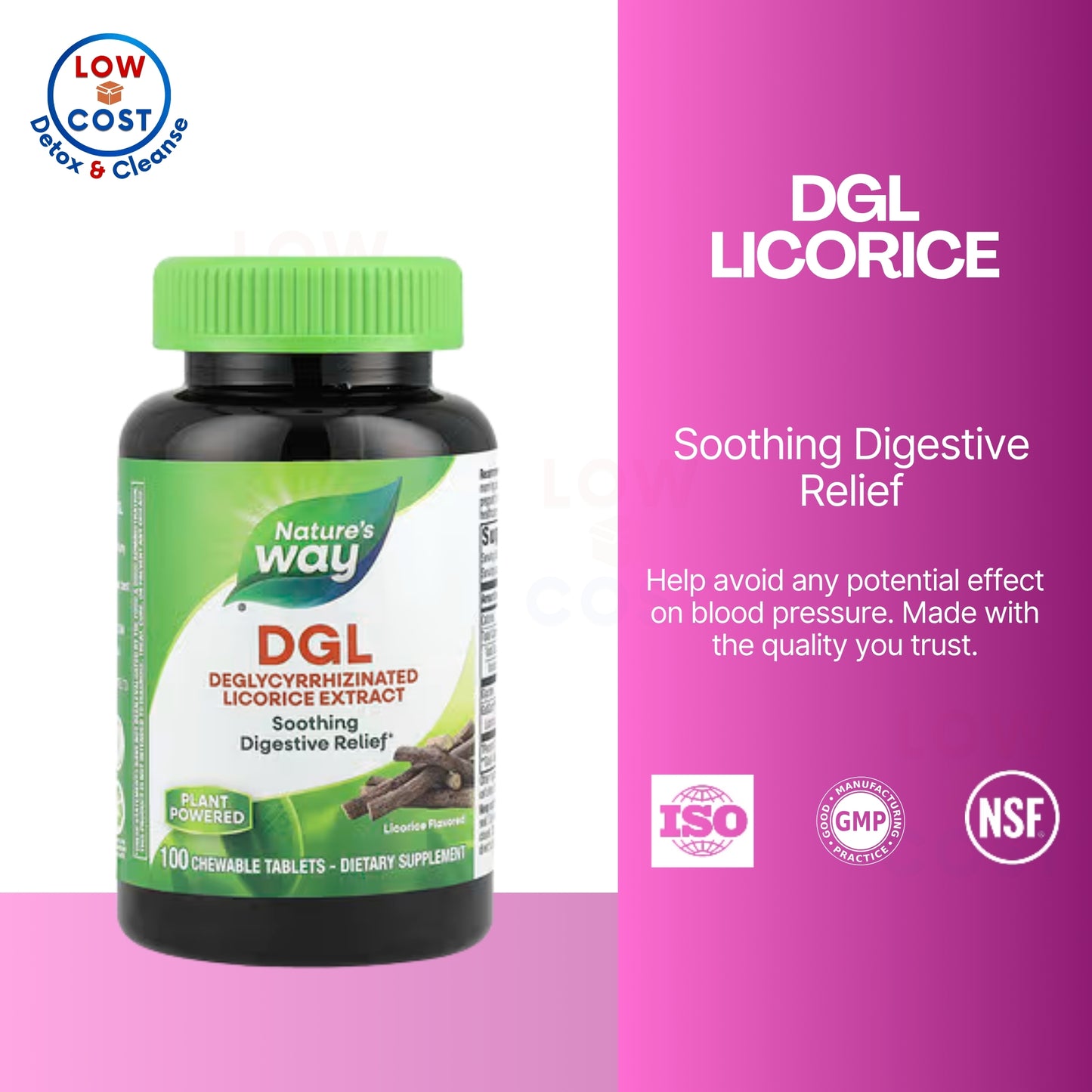 LowCostPH | Nature's Way, DGL ( Soothes the Stomach Lining & Immune Support )