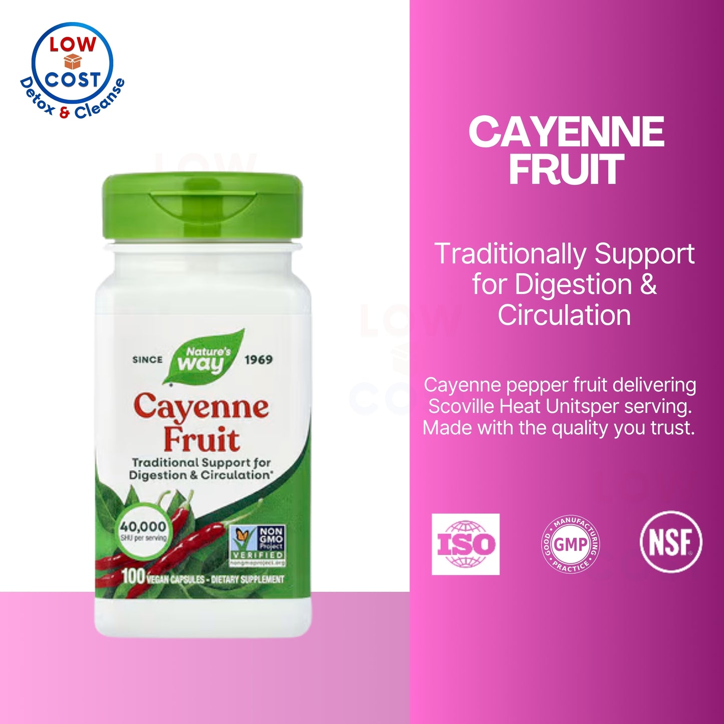 LowCostPH | Nature's Way, Cayenne Fruit ( Digestive Support, Circulatory Health & Antioxidant Support )