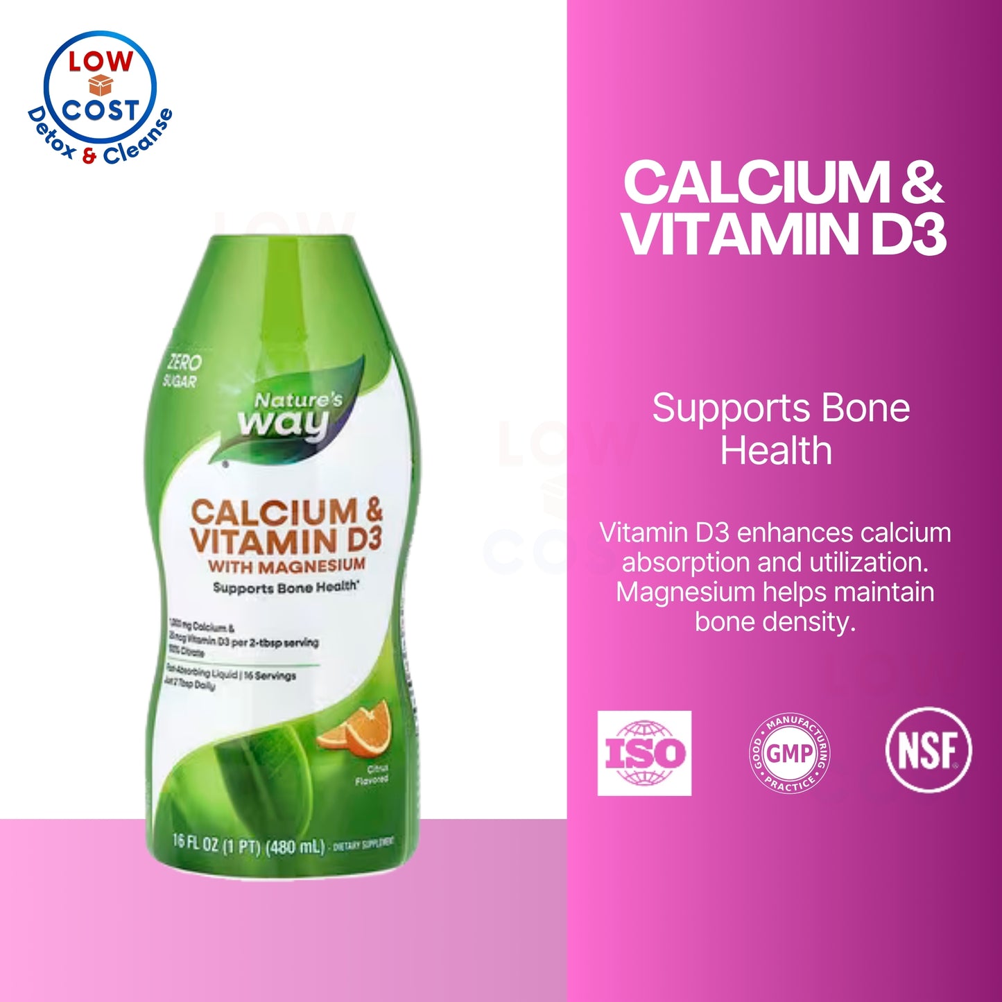 LowCostPH | Nature's Way, Calcium & Vitamin D3 with Magnesium, Citrus ( For Additional Bone & Mineral Support )