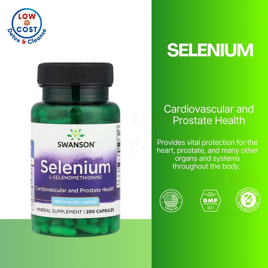 LowCostPH | Swanson, Selenium,L-Selenomethionine, 100 mcg 200 mcg. Cardiovascular & Prostate Health