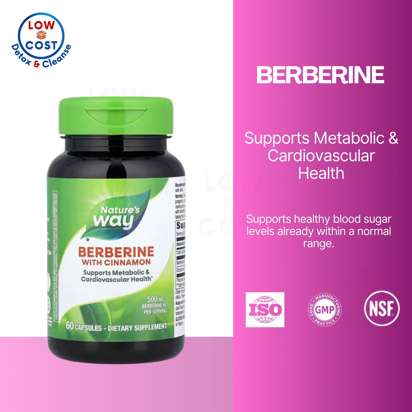 LowCostPH | Nature's Way, Berberine With Cinnamon ( Metabolic Health & Cardiovascular Health )