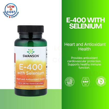 LowCostPH | Swanson, E-400 With Selenium , 90 Softgels, Heart and Antioxidant Health