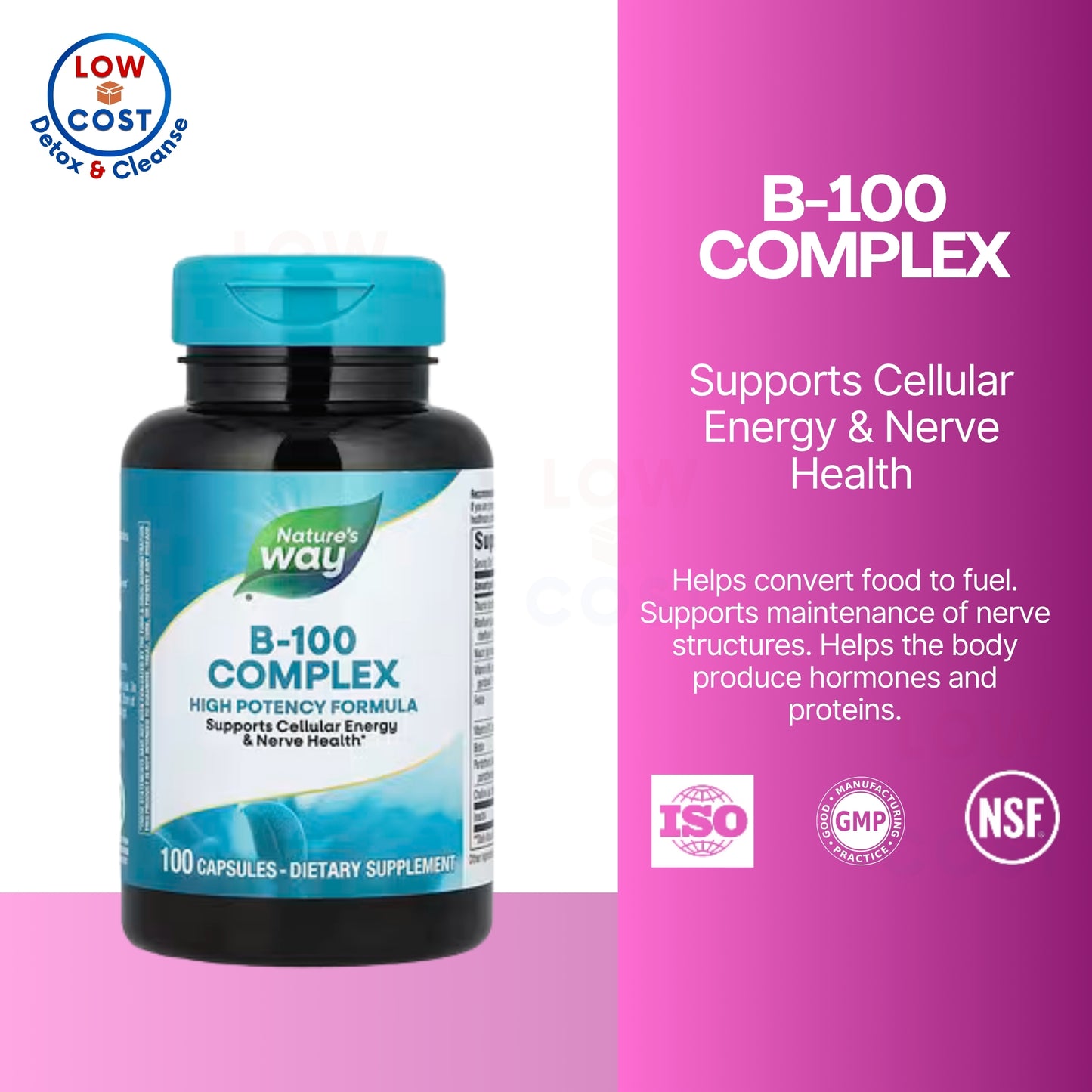 LowCostPH | Nature's Way, B-100 Complex ( Cellular Energy Production & Nerve Health )