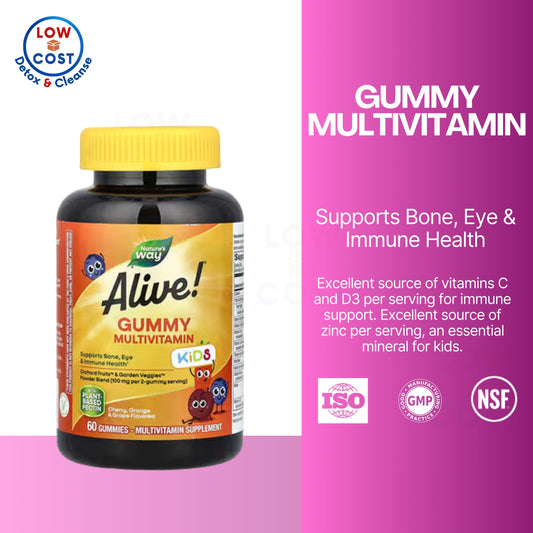 LowCostPH | Nature's Way, Alive! Kids, Gummy Multivitamin, Cherry, Orange & Grape , 60 Gummies