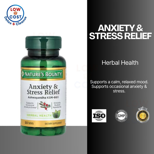 LowCostPH |  Nature's Bounty, Anxiety & Stress Relief, Ashwagandha KSM-66, 50 Tablets
