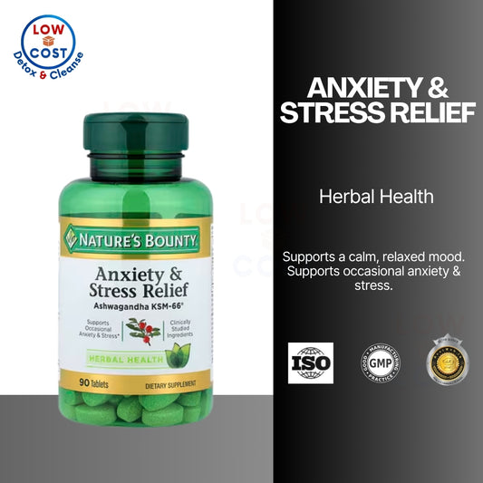 LowCostPH | Nature's Bounty, Anxiety & Stress Relief, 90 Tablets, Supports a Calm, Relaxed Mood