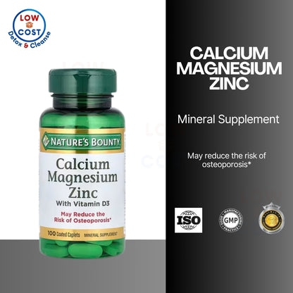 LowCostPH | Nature's Bounty, Calcium Magnesium Zinc with Vitamin D3, 100 Coated Caplets