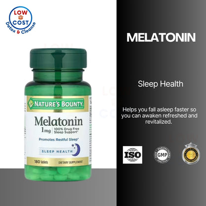 LowCostPH | Nature's Bounty, Melatonin, 1 mg, 3mg, 5mg, 10mg 100% Drug Free SleepAid, for Vegetarian