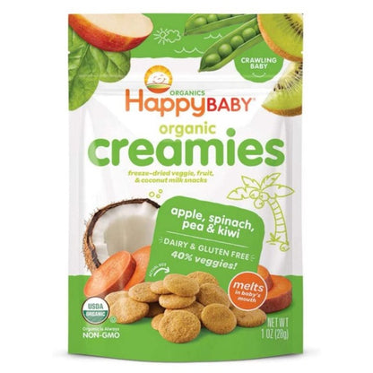Low Cost PH | Happy Baby, Organic Creamies, Freeze-Dried Veggie, Fruit & Coconut Milk Snacks, Apple