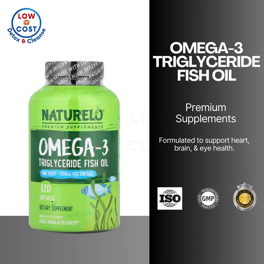 LowCostPH | NATURELO, Omega-3 Triglyceride Fish Oil, 1,100 mg, 60 Softgels | 120 Softgels