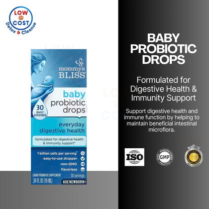 LowCostPH | Mommy's Bliss, Baby Probiotic Drops, Everyday Digestive Health, Newborn+, 0.34 fl oz
