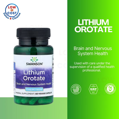LowCostPH | Swanson, Lithium Orotate, 5 mg, 60 Veggie Capsules. Brain and Nervous System Health