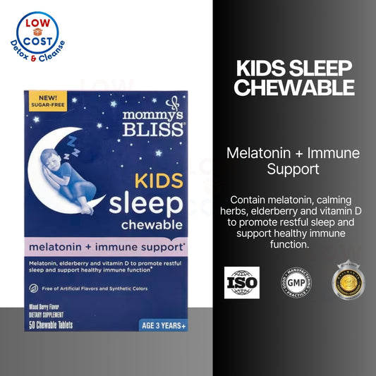 LowCostPH | Mommy's Bliss, Kids Sleep Chewable, Melatonin + Immune Support, Age 3 Years+, Mixed