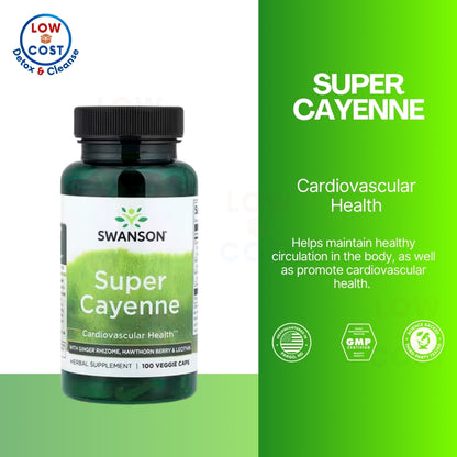 LowCostPH | Swanson, Super Cayenne, 100 Veggie Caps Powerful Herbal Heart Health Support