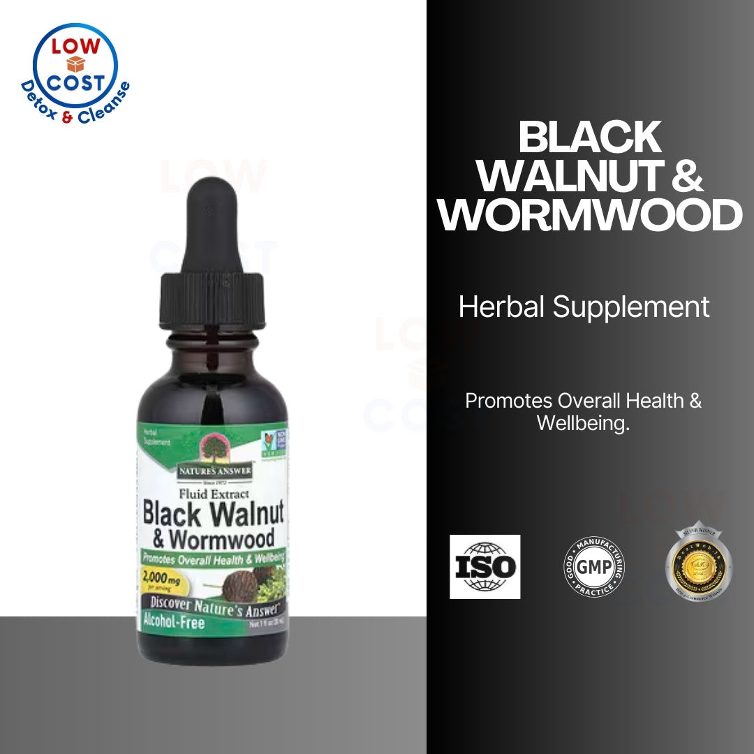 LowCost| Nature's Answer, Black Walnut & Wormwood, Fluid Extract, Alcohol-Free, 2,000 mg, 1 fl oz (3
