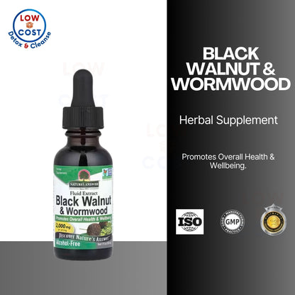 LowCost| Nature's Answer, Black Walnut & Wormwood, Fluid Extract, Alcohol-Free, 2,000 mg, 1 fl oz (3