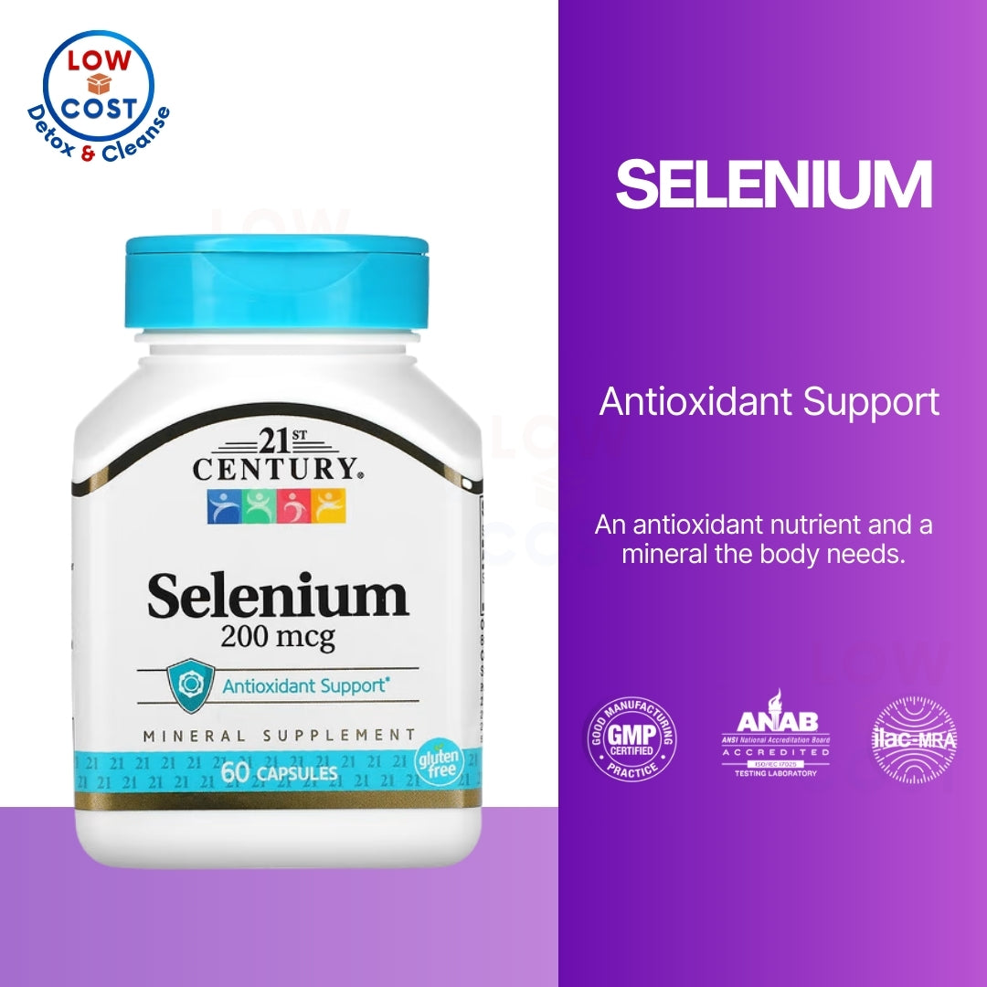 LowCostPH | 21st Century, Selenium, 200 mcg, 60 Capsules | AntiOxidant and Thyroid Support