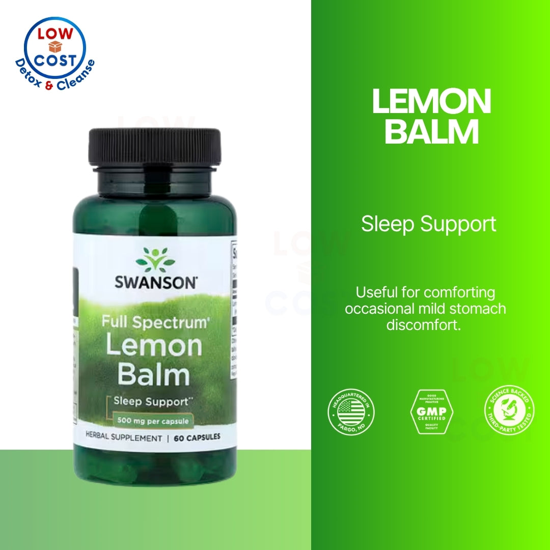 LowCostPH | Swanson, Full Spectrum®, Lemon Balm, 500 mg, 60 Capsules Enhances Mind and Body Relax