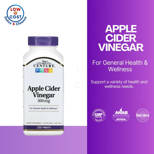 LowCostPH | 21st Century, Apple Cider Vinegar, 300 mg, 250 Tablets, For General Health & Wellness