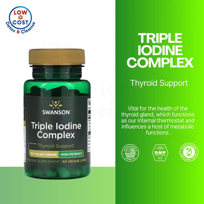 LowCostPH | Swanson, Triple Iodine Complex, High Potency, 12.5 mg, 60 Veggie Caps Thyroid Support