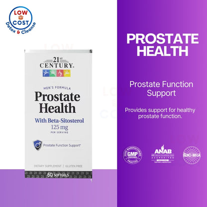 LowCostPH | 21st Century Prostate Health with Beta-Sitosterol, 125 mg, 60 Softgels. Gluten Free