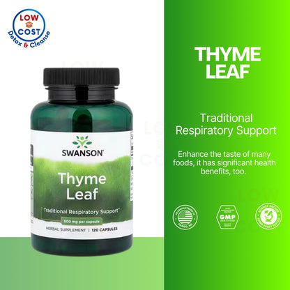 LowCostPH | Swanson, Thyme Leaf, 500 mg , 120 Capsules Support For Respiratory Health