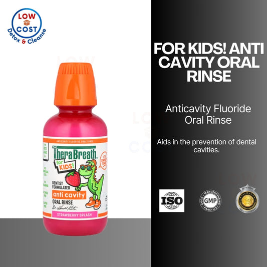 USA Onhand | TheraBreath, For Kids! Anti Cavity Oral Rinse, Ages 6+, Strawberry Splash, 10 fl oz