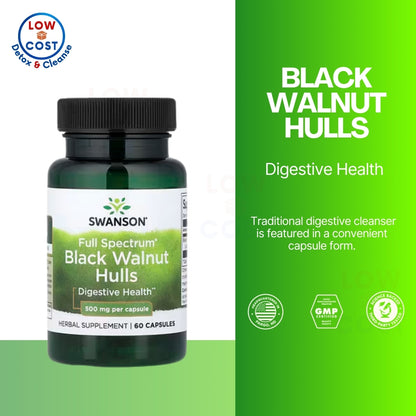 LowCostPH | Swanson, Full Spectrum® Black Walnut Hulls, 500 mg, 60 Capsules Digestive Health