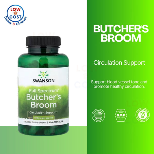 LowCostPH | Swanson, Full Spectrum® Butcher's Broom, 470 mg, 100 Capsules Circulation Support
