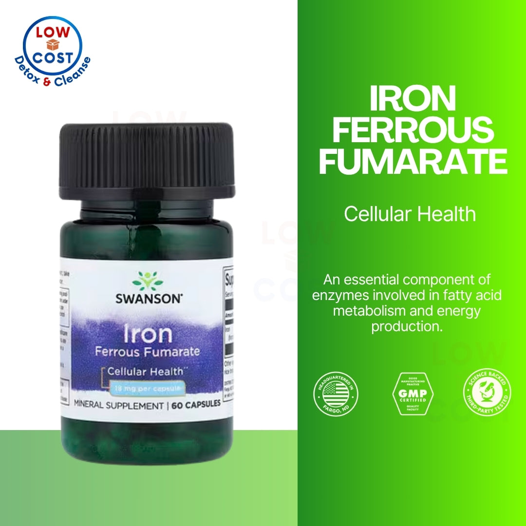 LowCostPH | Swanson, Iron Ferrous Fumarate, 18 mg, 60 Capsules Cellular Health
