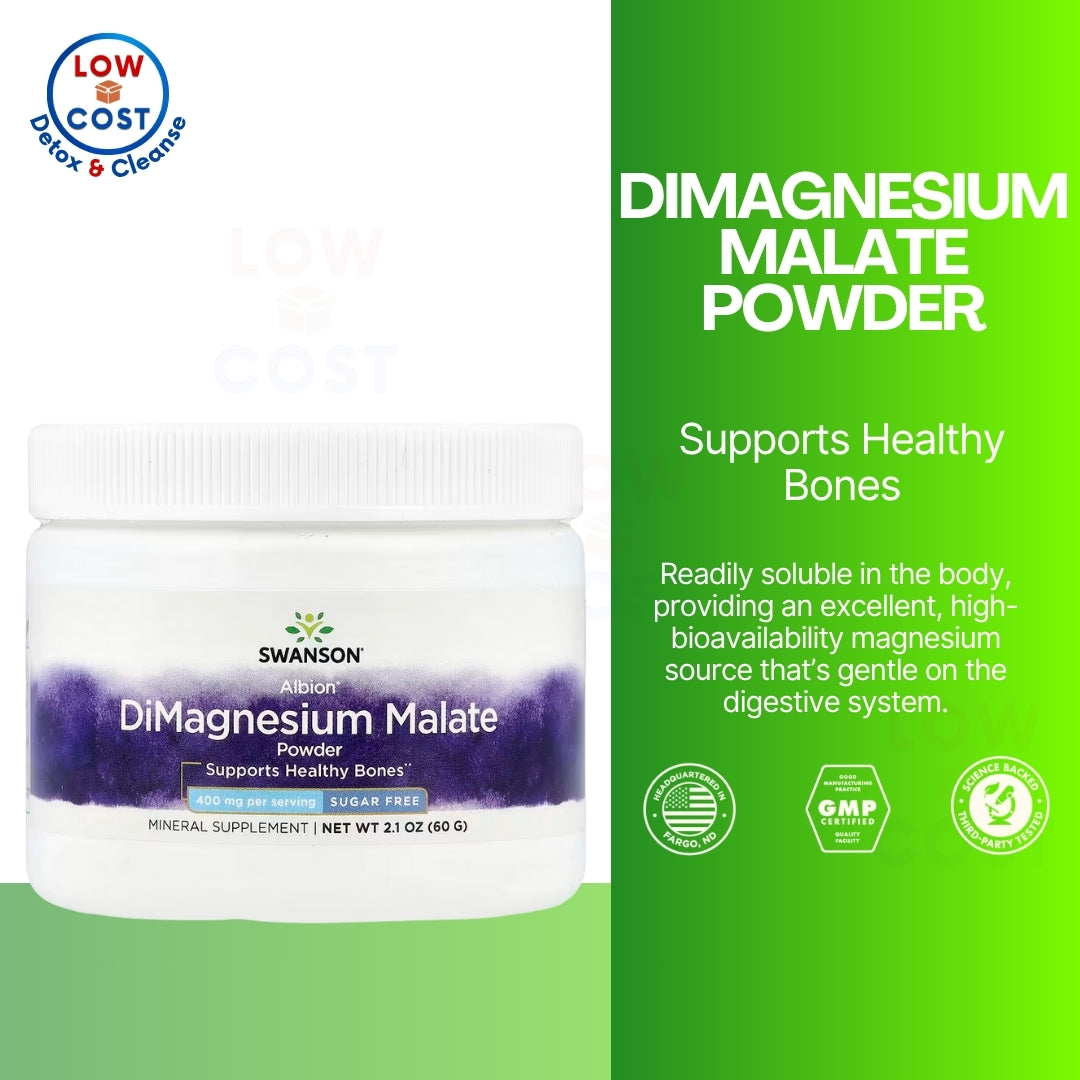 LowCostPH | Swanson, DiMagnesium Malate Powder, 2.1 oz (60 g) Supports Healthy Bones