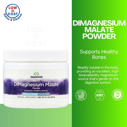 LowCostPH | Swanson, DiMagnesium Malate Powder, 2.1 oz (60 g) Supports Healthy Bones