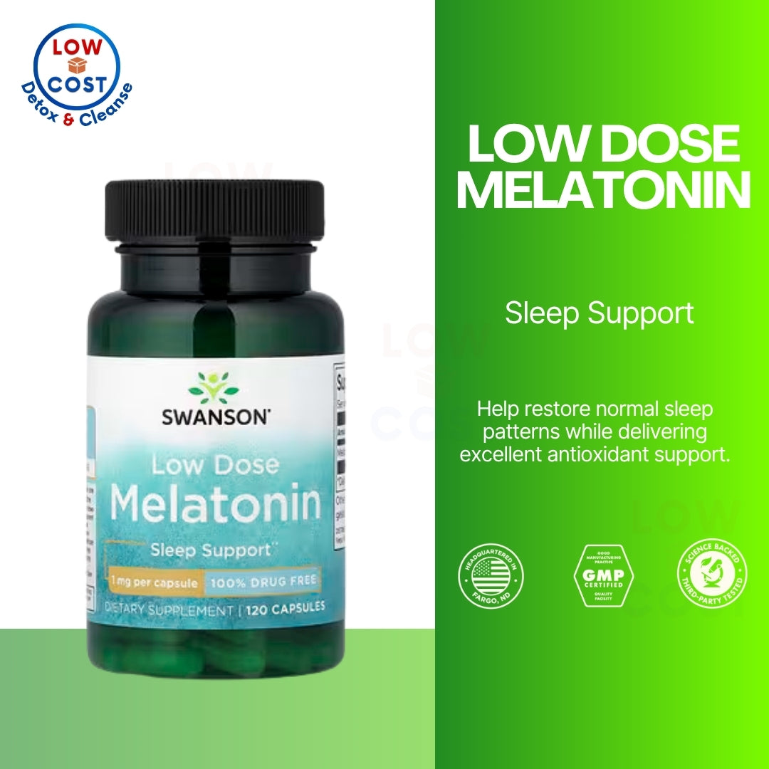 LowCostPH | Swanson, Low Dose Melatonin, 1 mg, 120 Capsules Sleep Support 100% Drug Free