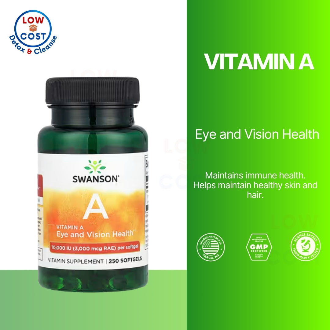 LowCostPH | Swanson, Vitamin A, 10,000 IU (3,000 mcg RAE), 250 Softgels Eye and Vision Health