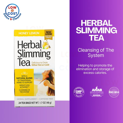 LowCostPH | 21st Century Herbal Slimming Tea Honey Lemon Caffeine Free, 24 Tea Bags, 1.7 oz (48 g)