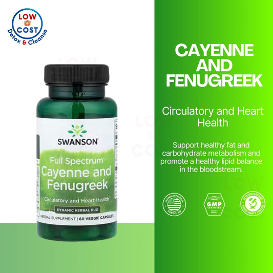 LowCostPH | Swanson, Full Spectrum® Cayenne and Fenugreek, 60VegCaps Circulatory and Heart Health
