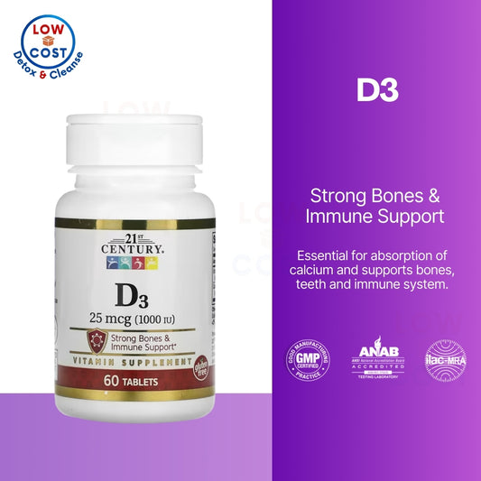 LowCostPH | 21st Century, D3, available in 25 mcg, 50 mcg, 125mcg Strong Bones & Immune Support