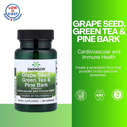 LowCostPH | Swanson, Grape Seed, Green Tea & Pine Bark Complex, 60 Capsules Cardiovascular Health