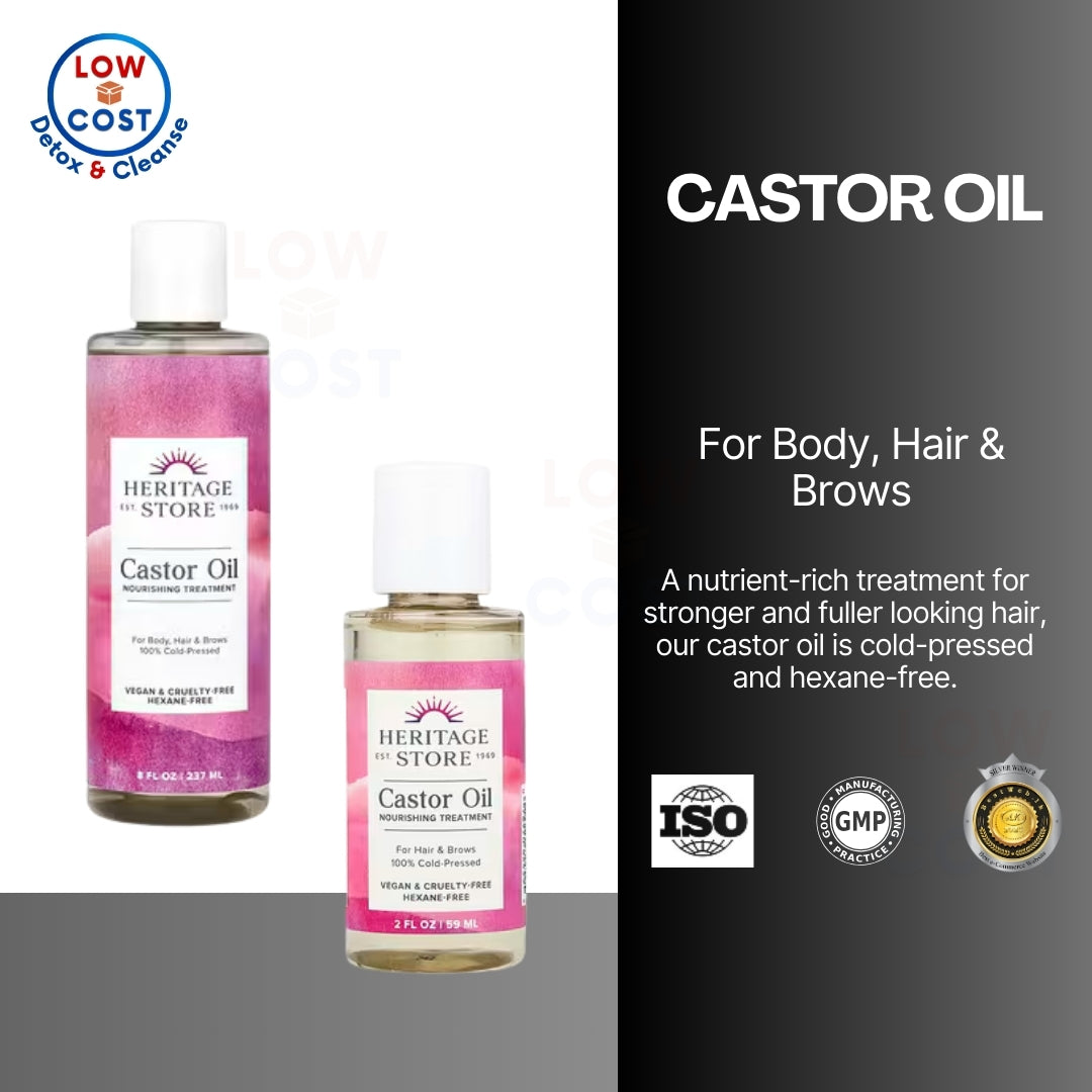 USAOnhand| Heritage Store, Castor Oil, Nourishing Treatment, 16 fl oz (473 ml) (59ml)