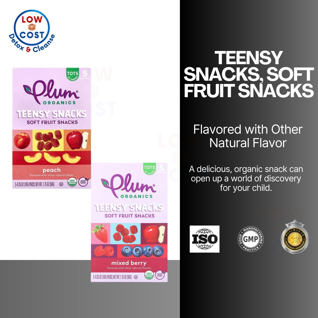 LittleSunshine | Plum Organics, Teensy Soft Fruits Snacks, Tots, Peach/Mixed Berry 5 Packs, 0.35 oz