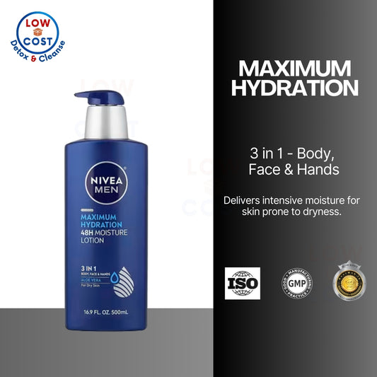 USAOnhand| Nivea, Men, Maximum Hydration, 3-in-1 Nourishing Lotion, Aloe Vera, 16.9 fl oz (500 ml)