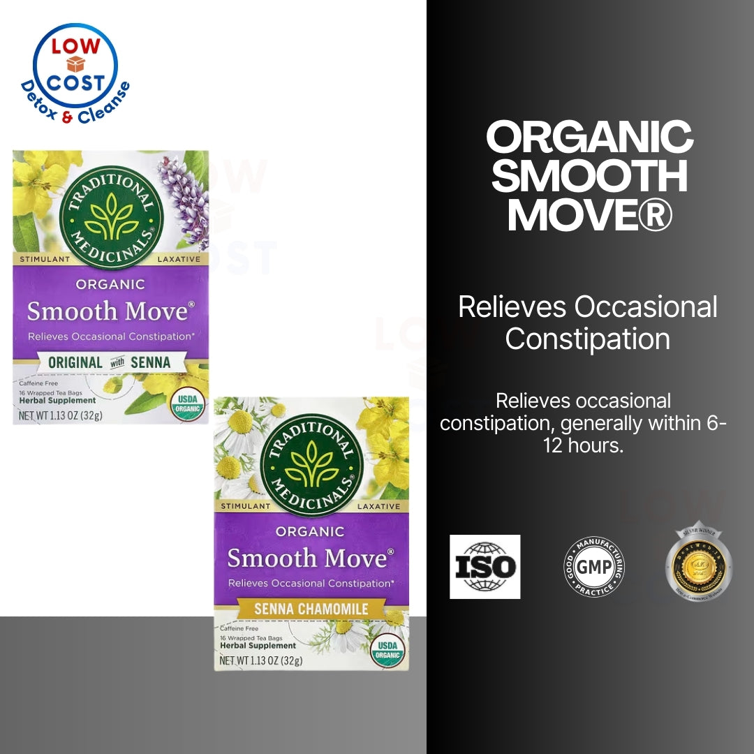 USAOnhand| Traditional Medicinals, Organic Smooth Move, Senna Chamomile, Caffeine Free, 16 Wrapped T